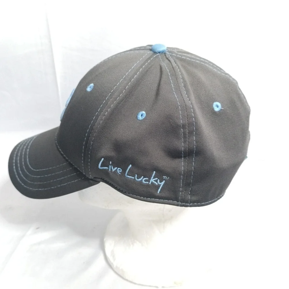 Black Clover Live Lucky Fitted Golf Hat Grey Light Blue Embroidered Logo #1
